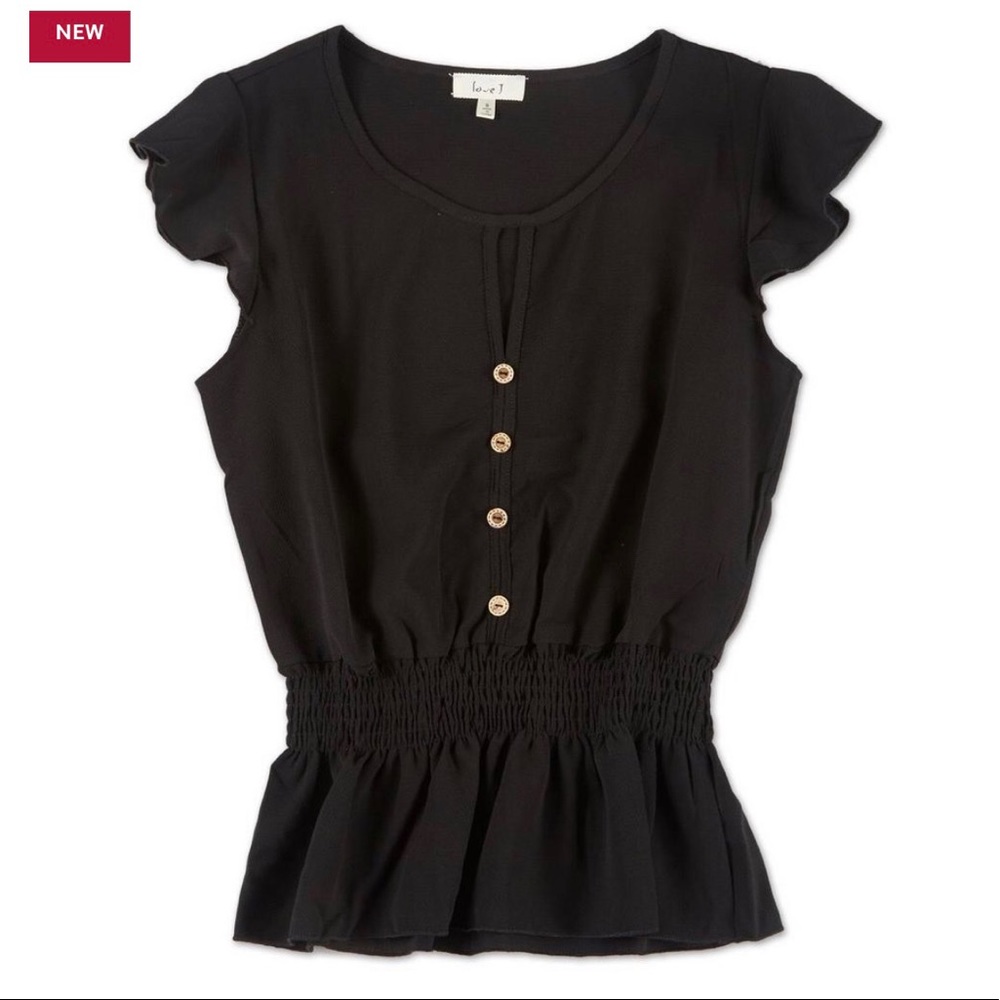 NWOT Junior’s Keyhole Smock Waist Blouse